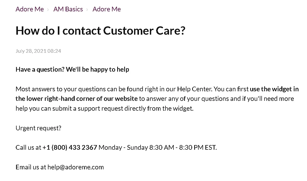 how to cancel Adore Me subscription open phone number.webp