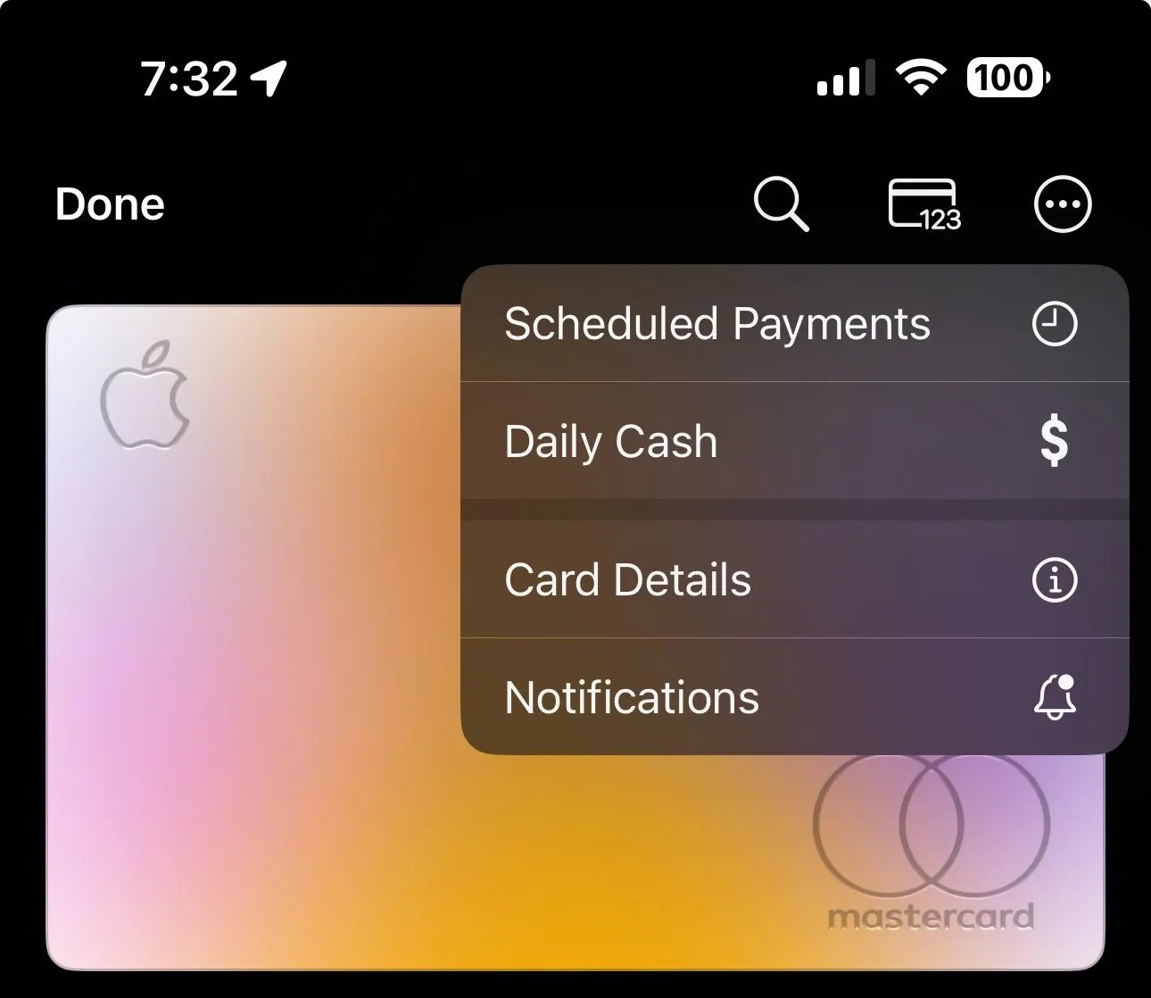 Apple Cash subscription card details.webp