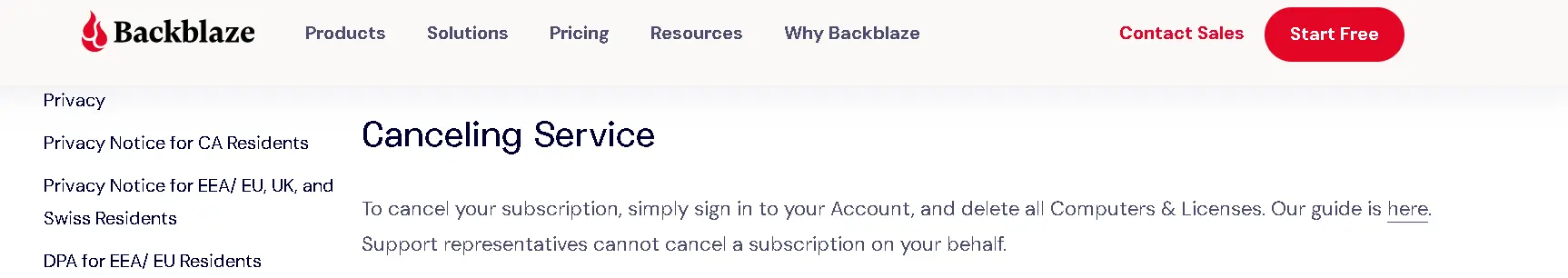 how to cancel Backblaze Subscription open deleting.webp