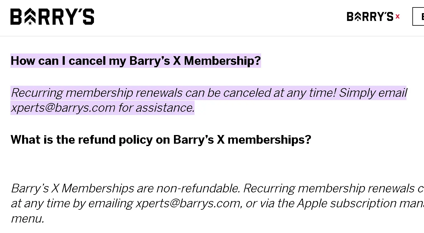 how to cancel Barry's subscription open email.webp