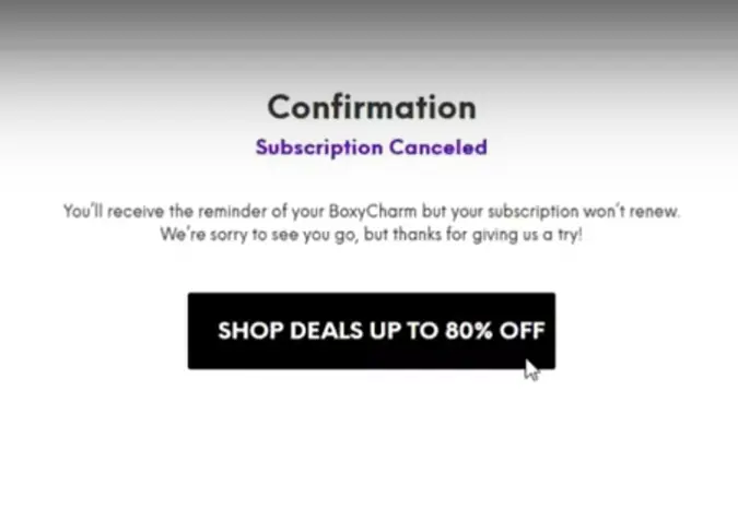 how to cancel BoxyCharm Subscription open Subscription canceled.webp