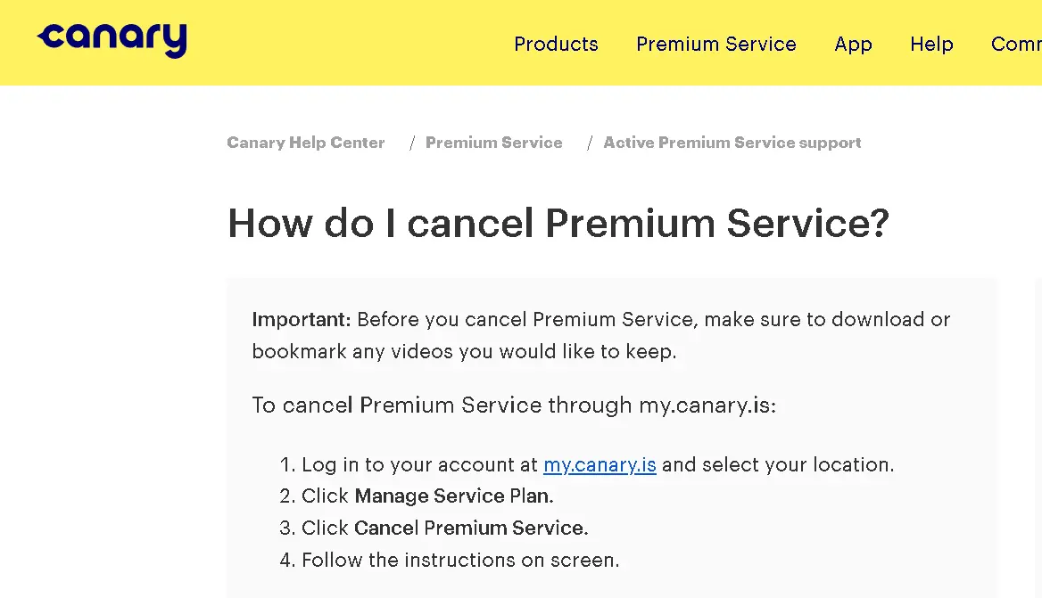 how to cancel Canary Subscription open cancellation process.webp