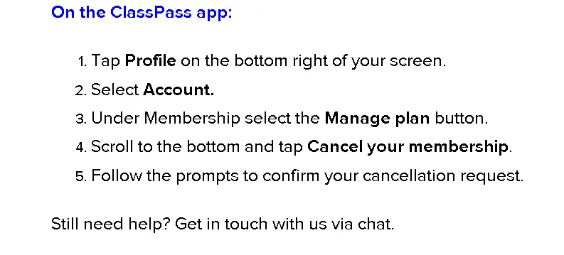 how to cancel ClassPass Subscription open  app.webp