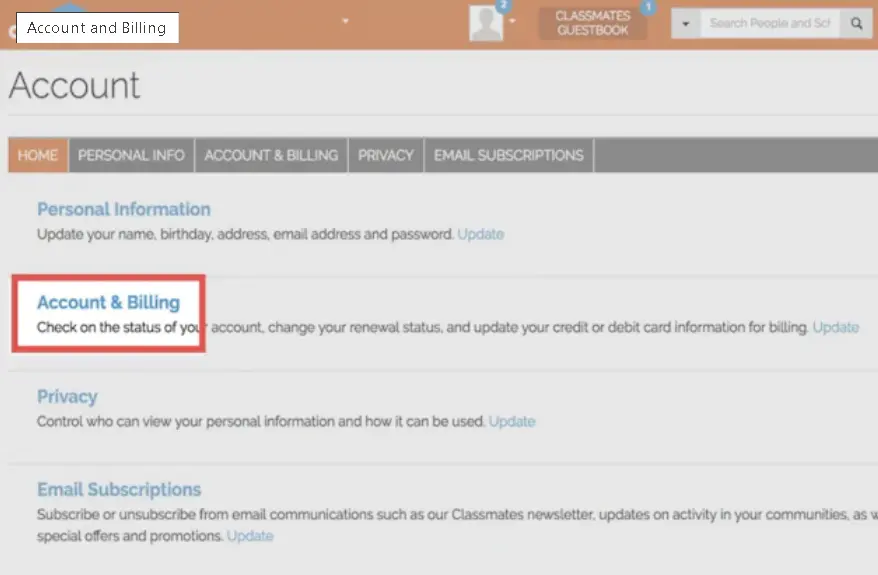 how to cancel Classmates Subscription open billing.webp