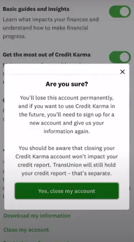 how to cancel Credit Karma Subscription open yes close my account.webp