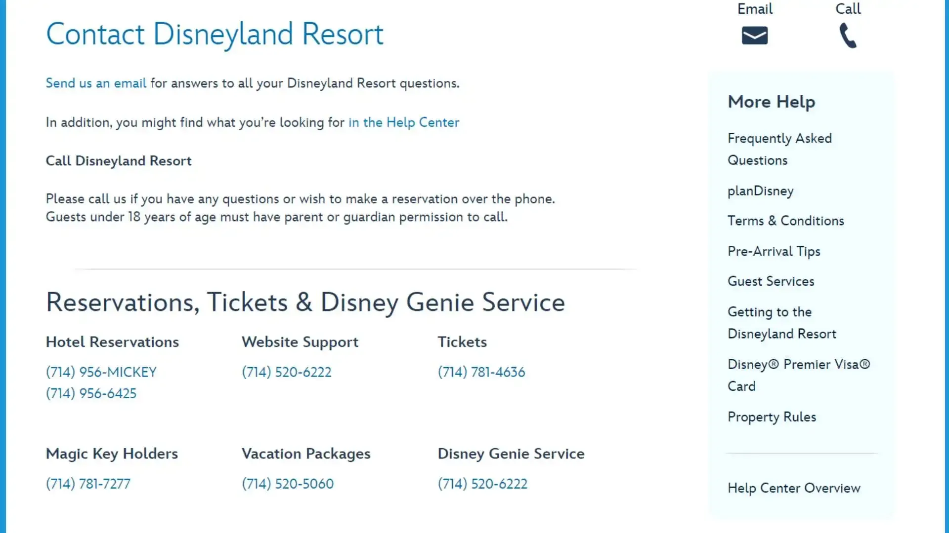 Disney Contact Us Page