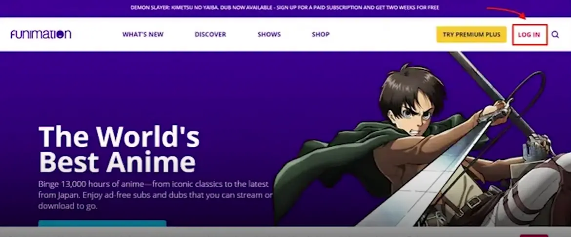 how to cancel Funimation Subscription open log in.webp