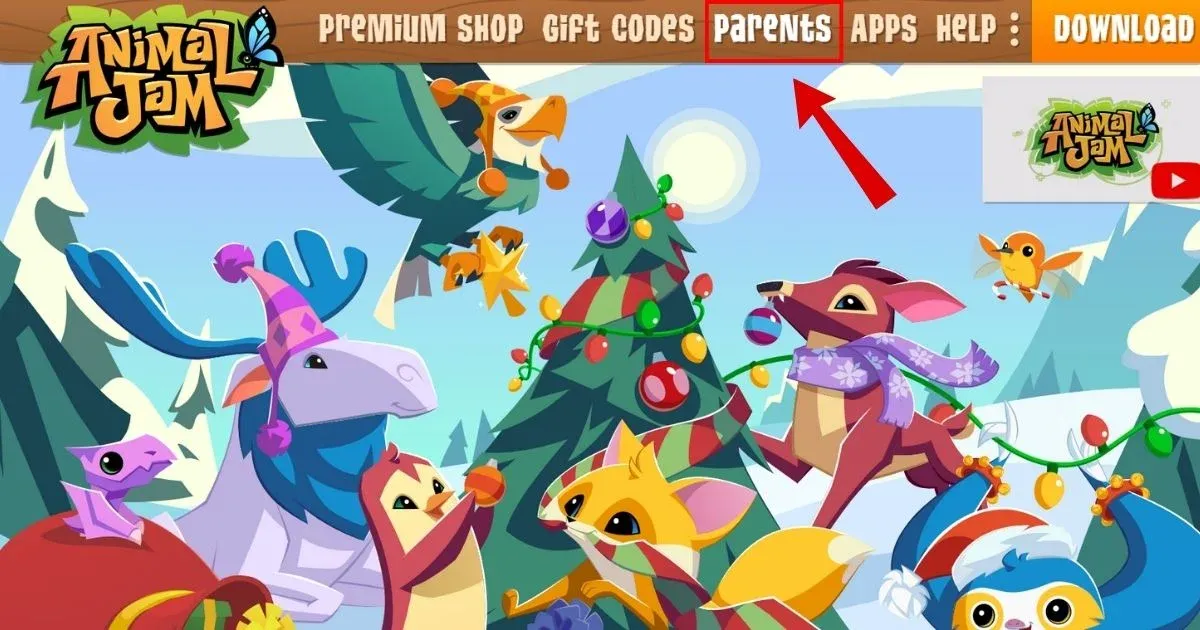 Go to Animal Jam Website and select Parents.webp