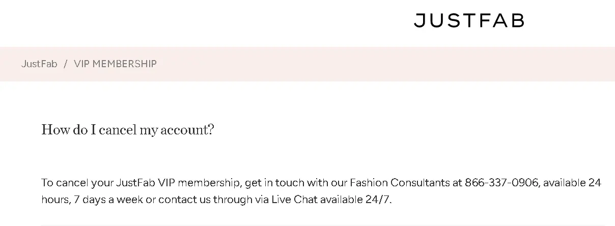 how to cancel JustFab Subscription open cancellation process.webp