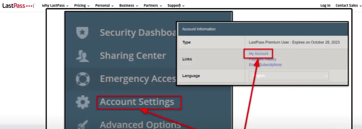 how to cancel LastPass Subscription open Account Settings.webp