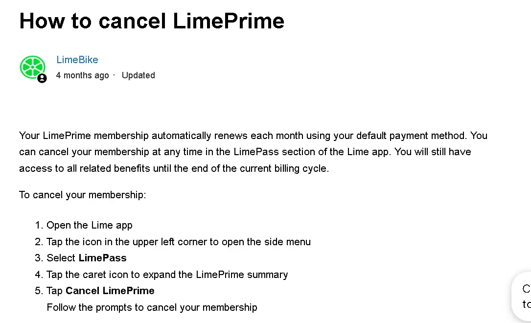 how to cancel Lime Subscription open cancellation process.webp