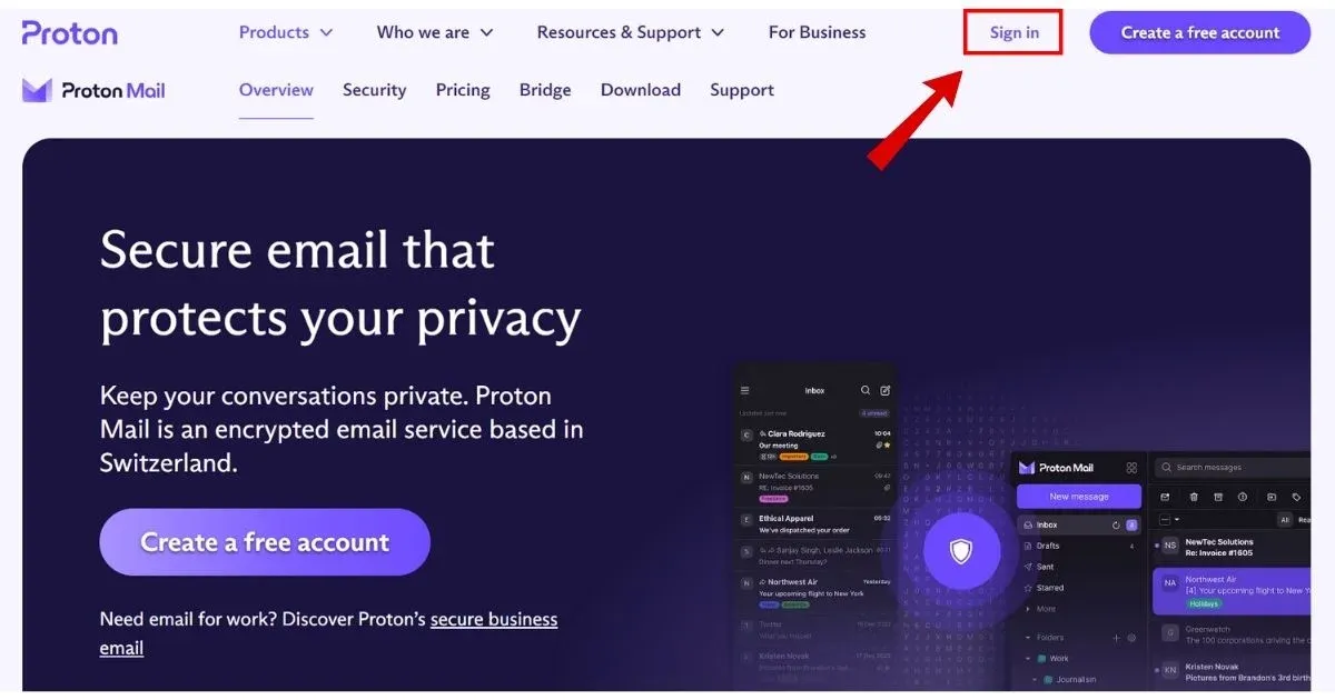Log into your ProtonMail account.webp