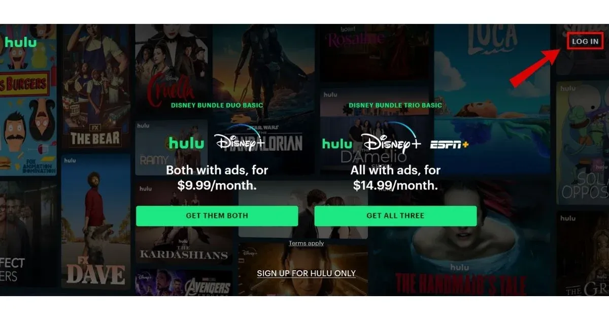 Log into your account on the Hulu website.webp