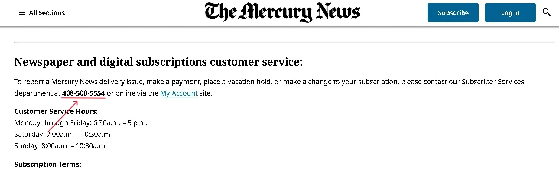 how to cancel Mercury News Subscription open phone number.webp