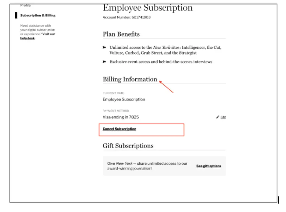how to cancel New York Magazine Subscription open cancel membership.webp