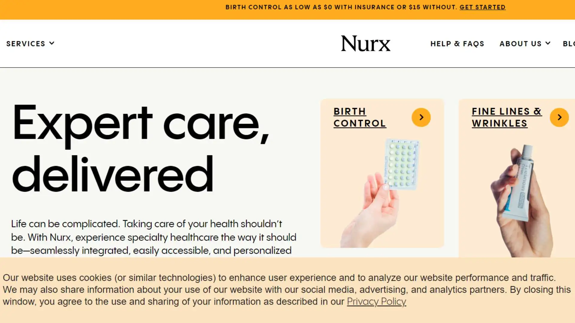 Nurx front page