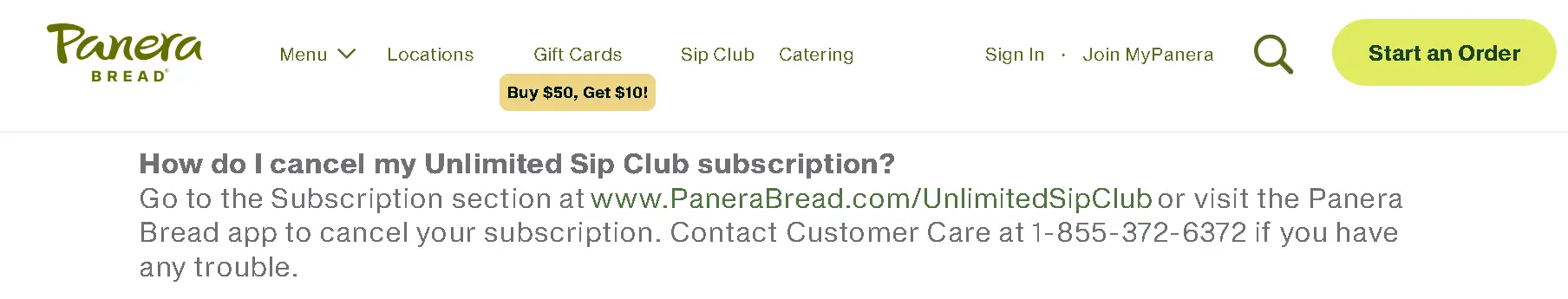 how to cancel Panera Bread Subscription open process.webp