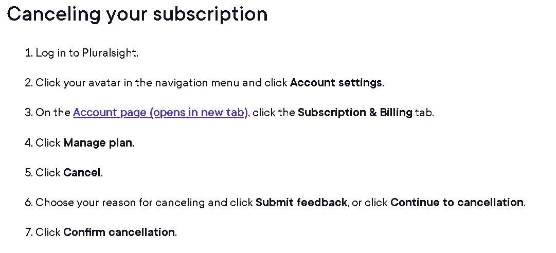 how to cancel Pluralsight Subscription open cancellation process.webp