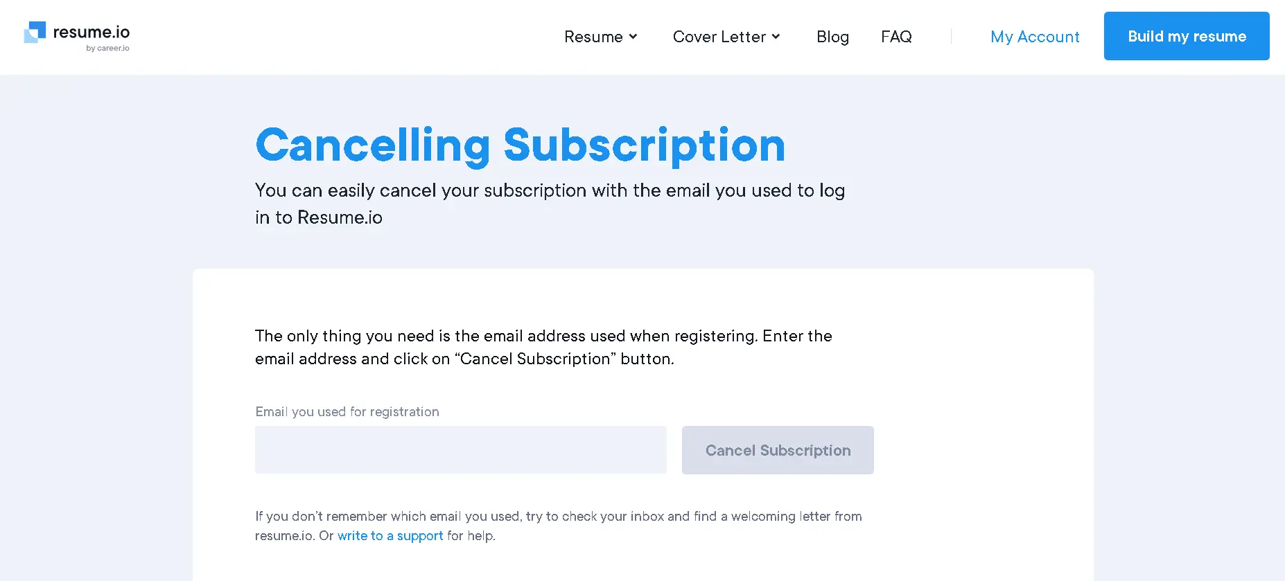 how to cancel Resume.io Subscription open email address.webp