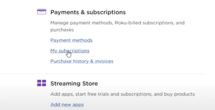 how to cancel Roku Subscription open My subscriptions.webp