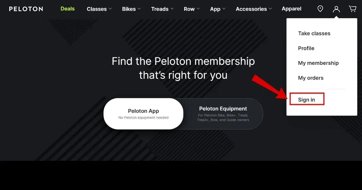 Sign in into your Peloton account.webp