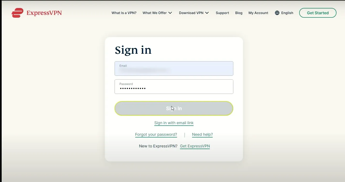 Sign in to your express VPN account.webp