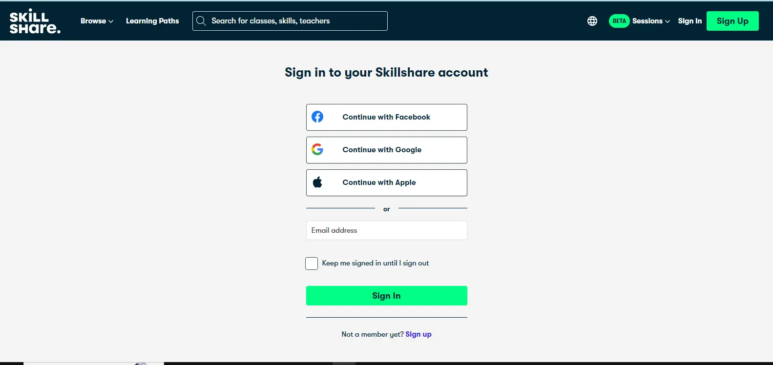 Skillshare login page.webp