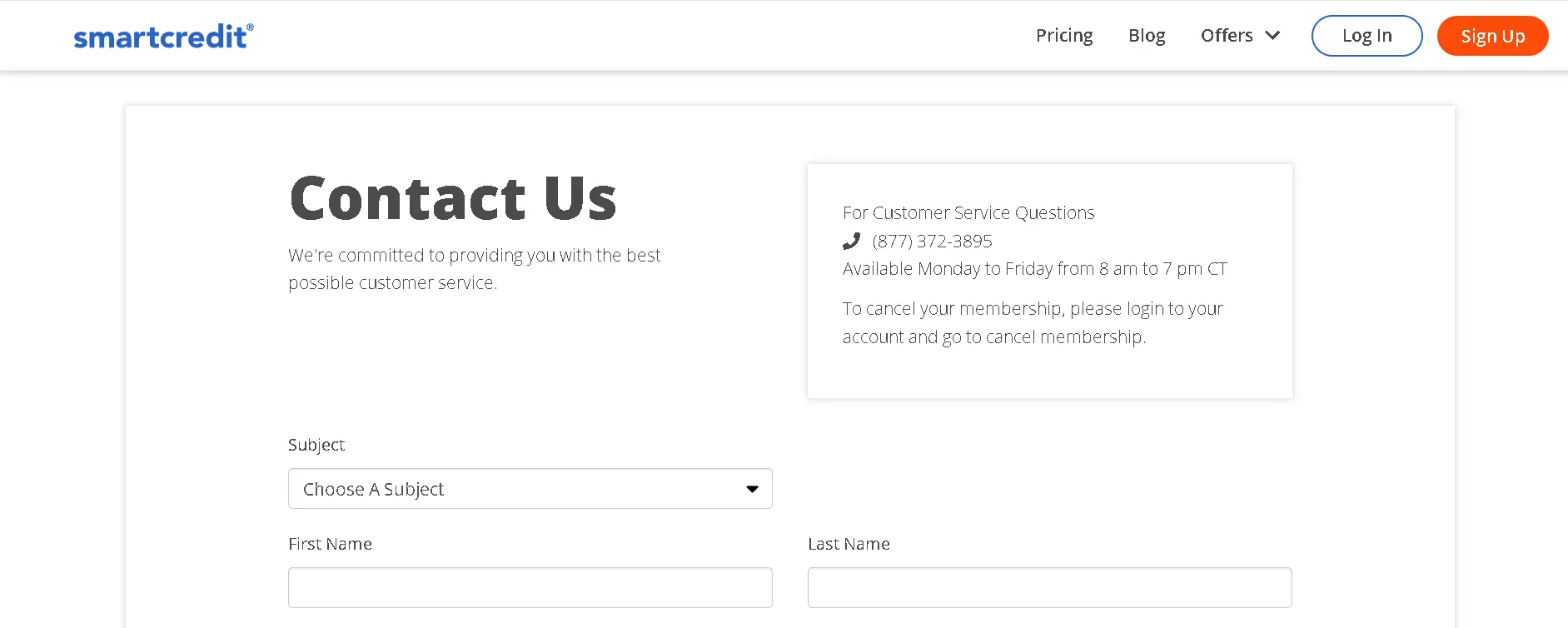 how to cancel SmartCredit Subscription open Contact.webp
