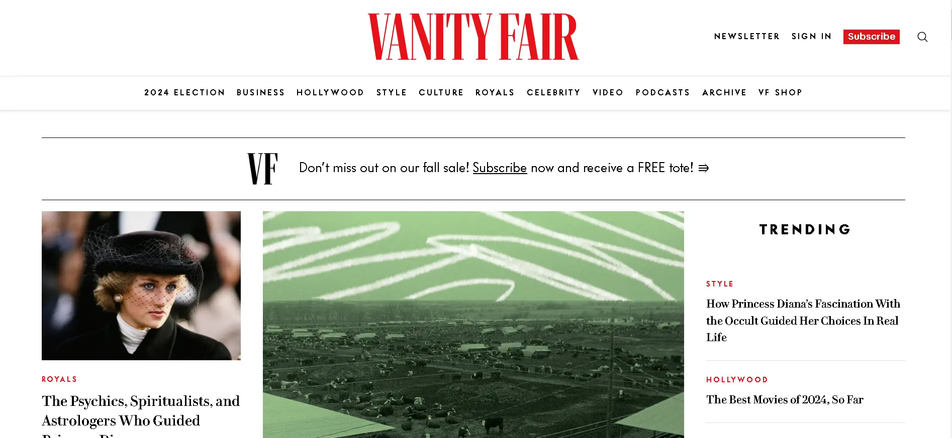 how to cancel Vanity Fair Subscription open home page.webp