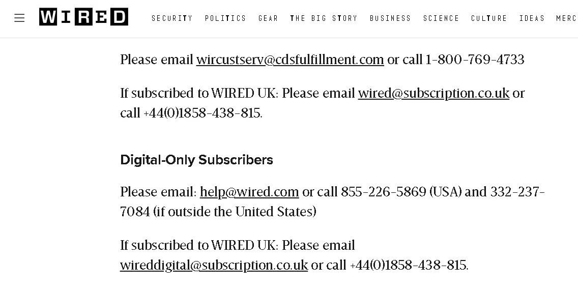 how to cancel Wired Subscription open phone number.webp