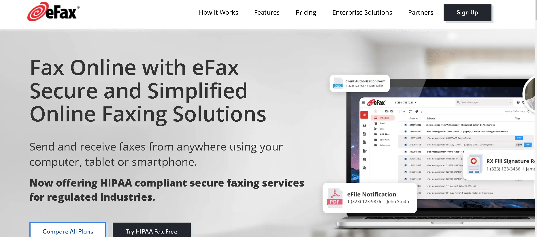 how to cancel eFax Subscription open homepage.webp