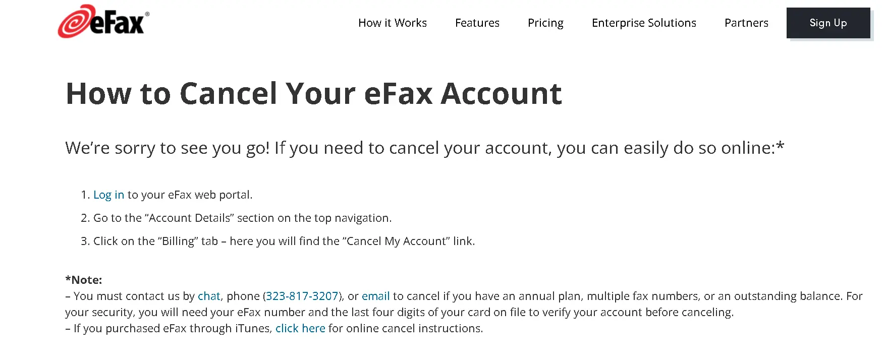 how to cancel eFax Subscription open process.webp